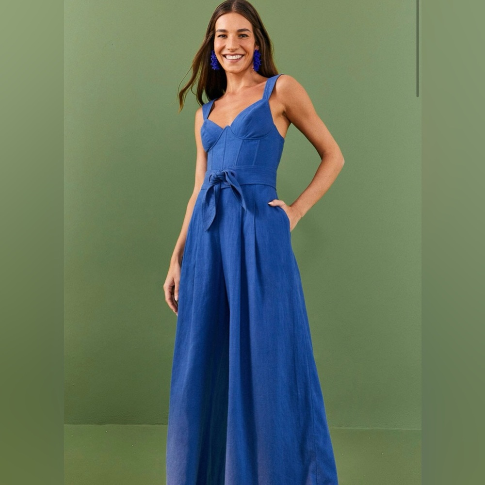 Farm Rio Dark Blue Belted Jumpsuit